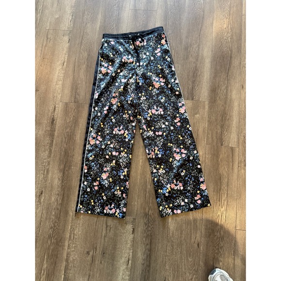 Laundry By Shelli Segal Pants - Laundry by Shelli Segal Floral Wide Leg Track Pants Black Side Stripe Small